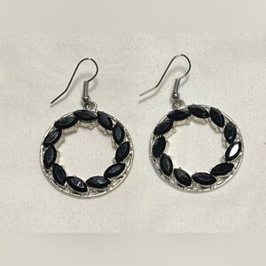 Paparazzi Black and Silver Hoop Earrings